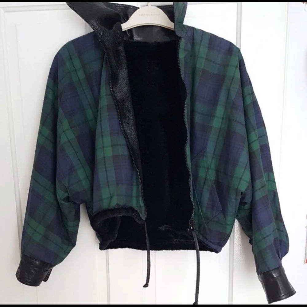 Reversible bomber style jacket in plaid